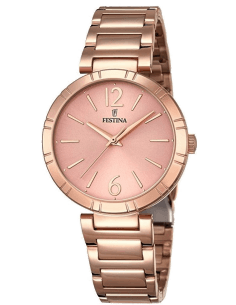 Montre Femme Festina Mademoiselle F16939/1 - Cadran Fuchsia, Boîtier et Bracelet Or Rose et Acier