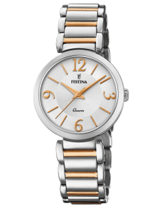 Montre Femme Festina Mademoiselle F20213/2 Cadran Blanc Bracelet Or Rose