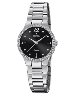 Montre Festina F20240/2 Mademoiselle - Cadran Noir et Bracelet Argenté pour Femme
