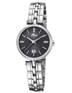 Montre Femme Lotus L18456/2 en acier argenté à cadran noir