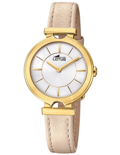 Montre Femme Lotus L18452/1 en Or et Cadran Argent, Bracelet Cuir Beige