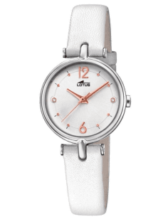 Montre Femme Lotus L18458/1 en Acier et Cuir Blanc
