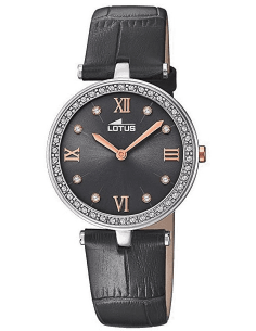 Montre Lotus pour Femme L18462/4, Cadran Noir et Bracelet Cuir Noir