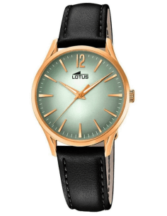 Montre Lotus Revival L18407/5 pour Femme - Cadran Vert, Boîtier Or, Bracelet Cuir Noir