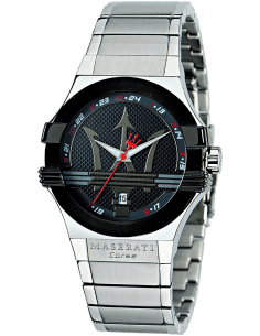 Montre Maserati Potenza R8853108001 ronde acier cadran noir détails rouges