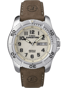 Montre Homme Timex Expedition T46681D7 - Cadran Noir, Bracelet Cuir Marron