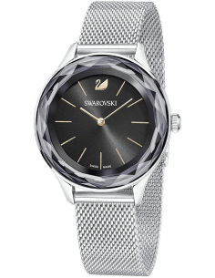 Montre Femme Swarovski Octea Nova 5430420 Cadran Noir Acier Argent