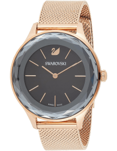 Montre Swarovski Octea Nova 5430424 pour femme, cadran noir et bracelet maille milanaise or rose