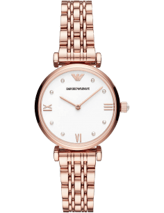 Montre Femme Emporio Armani AR11267 - Cadran Blanc, Boîtier et Bracelet Acier Or Rose