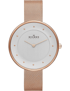 Montre Femme Skagen Gitte SKW2142 - Cadran Argent, Bracelet Maille Milanaise Or Rose