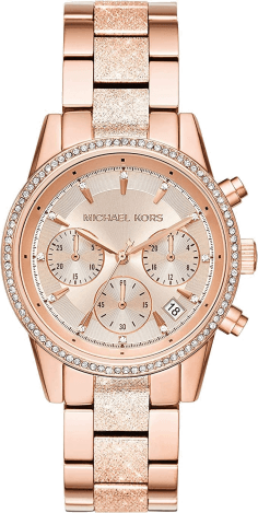 Montre Femme Michael Kors Ritz MK6598 en acier or rose à cristaux