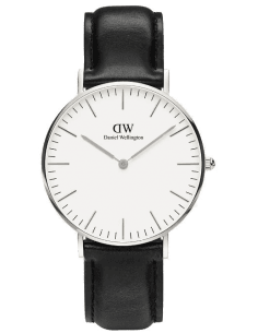 Montre Daniel Wellington Classic Sheffield DW00100053 - Cadran blanc 36mm, bracelet cuir noir - Unisexe