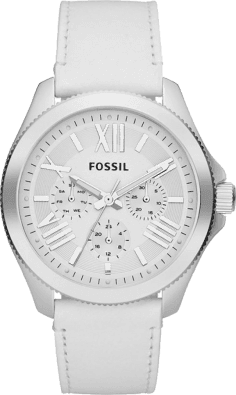 Montre Femme Fossil AM4484 - Cadran et Bracelet Cuir Blanc
