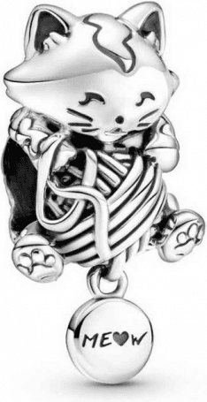 Charm Pandora en argent 925 Boule Chaton et Pelote de Laine - Réf. 799535C00 pour Femme