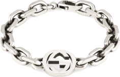 Bracelet Gucci Homme en Argent 925, Logo GG entrelacé - Réf. 627068J8400