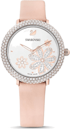 Swarovski Crystal Frost 5519223 - Montre Femme Cadran Argent Bracelet Cuir Rose