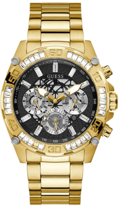 Montre Homme Guess GW0390G2 - Boîtier et Bracelet Acier Doré, Cadran Noir