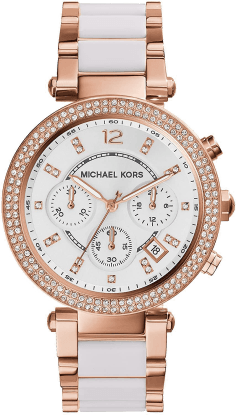 Montre Femme Michael Kors Parker MK5774 Cadran Blanc et Boîtier Or Rose