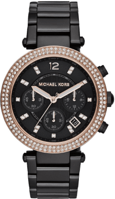 Montre femme Michael Kors Parker MK5885 - Cadran noir, boîtier acier, bracelet noir