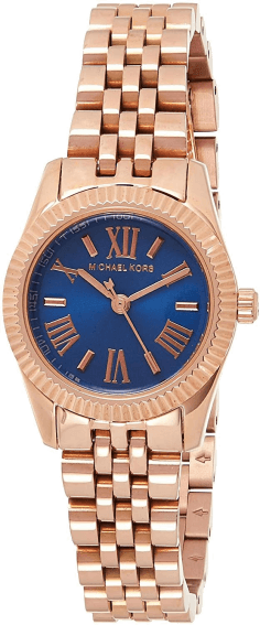 Montre-bracelet Femme Michael Kors Lexington MK3272 en acier or rose et cadran bleu