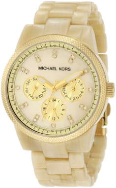 Montre Michael Kors Ritz MK5039 pour Femme, Cadran Blanc et Bracelet Jaune