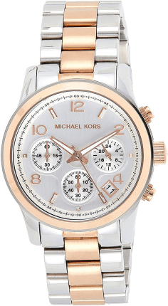 Montre Michael Kors Runway MK5315 pour Femme - Cadran argent et bracelet bicolore acier or rose