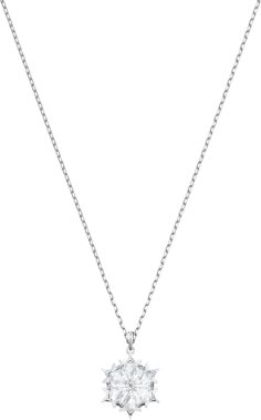 Pendentif Flocon de Neige Swarovski pour Femme, Élégance Plaquée Rhodium