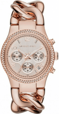 Montre Femme Michael Kors Runway MK3247 en acier or rose à gros maillons