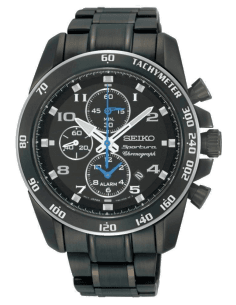 Montre Homme Seiko Sportura SNAE77 - Chronographe Quartz Acier Noir