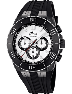 Montre Homme Lotus Sport L15802/1, Boîtier Noir, Cadran Blanc, Bracelet Caoutchouc