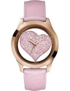 Montre Femme Guess Trend W0113L5 - Cadran Coeur Rose Brillant - Boîtier Or Rose