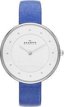 Montre Femme Skagen SKW2172 - Cadran Blanc 38mm & Bracelet Cuir Bleu
