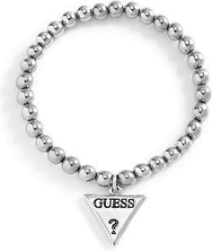 Bracelet Guess pour femme en perles d'acétate argenté avec plaque logo - Réf. 291658-21