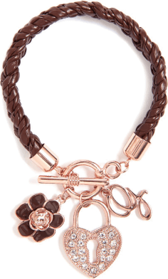 Bracelet Guess en cuir tressé or rose pour femme - B112908-T4GR