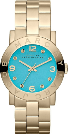 Montre Femme Marc Jacobs Amy MBM3220 - Cadran Turquoise, Boîtier et Bracelet Acier Doré