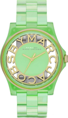Montre Femme Marc Jacobs Henry MBM4569 Cadran Squelette Vert et Acier