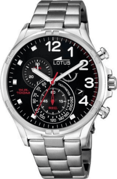 Montre Homme Lotus L10126/4 en acier argenté, cadran noir