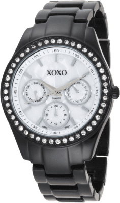 Montre Femme XOXO XO115, Boîtier et Bracelet Noir Acier