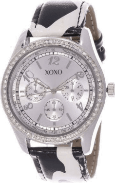 Montre Femme XOXO XO3170 en Cuir Noir et Boîtier Argent