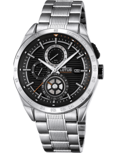 Montre Homme Lotus L18244/4 en acier argenté à cadran noir