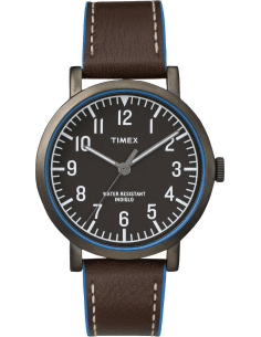 Montre Homme Timex T2P506D7 Cadran Noir Bracelet Cuir Marron