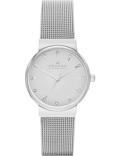Montre Skagen Ancher SKW2195 pour Femme, Cadran Blanc et Bracelet Acier Argenté