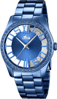 Montre Femme Lotus Trendy L18251/1 Cadran Squelette Bleu Acier