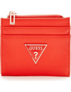 Portefeuille Guess pour femme 15GF-148-POP, rouge à logo triangle métallique