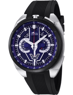 Montre Homme Lotus Chrono L10128/3 en Silicone, Cadran Bleu et Bracelet Noir