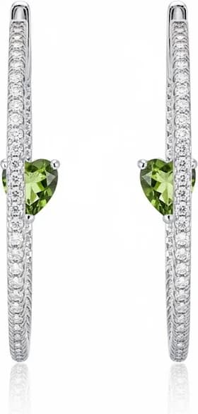 Boucles d'oreilles créoles cœurs APM Monaco en argent 925 et zirconiums - Réf. 112217 - Pour femme