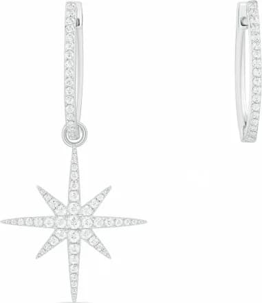 Boucles d'oreilles asymétriques en argent 925 APM Monaco Météorites, zircons blancs, réf. AE10964OX