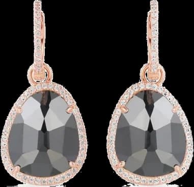 Boucles d'oreilles APM Monaco plaqué or rose et pierre noire zirconium - Réf. RE11667XHM