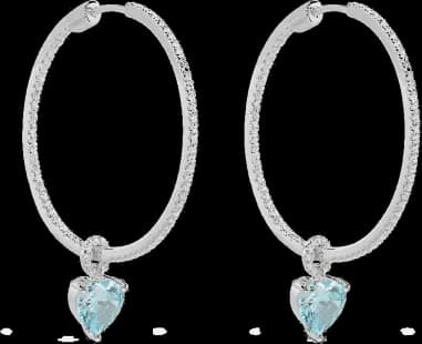Boucles d'oreilles créoles APM Monaco en argent 925, motif cœur et zirconium pour femme