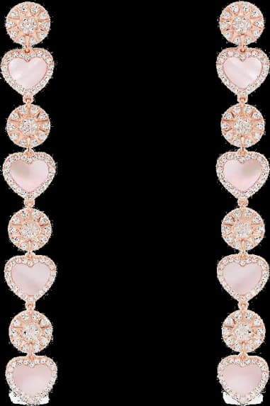 Boucles d'oreilles pendantes APM Monaco coeur en nacre rose - Réf. PE13731XNAC